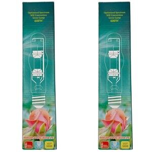 Two 600 W Metal Halide Grow Lamp Light E39 Socket 5200K MH400 T46 HOR
